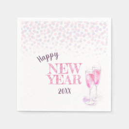 Gelukkig Nieuwjaar feest roze champagne Servet