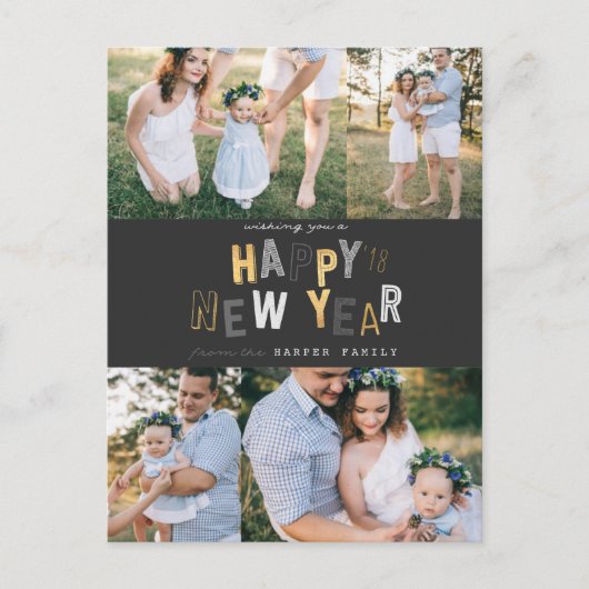 GELUKKIG NIEUWJAAR FEESTDAGENKAART (Voorkant)