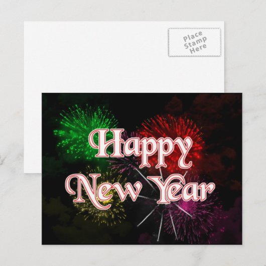 Gelukkig nieuwjaar feestdagenkaart (Voorkant / Achterkant)