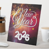 Gelukkig Nieuwjaar - feestelijk feest ontwerp Reclamebord Met Voetstuk (Insitu)
