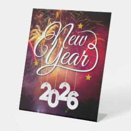 Gelukkig Nieuwjaar - feestelijk feest ontwerp Reclamebord Met Voetstuk