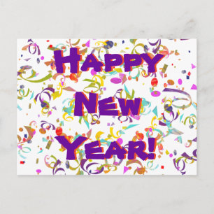 Gelukkig nieuwjaar feestelijke kleurrijke Confetti Briefkaart