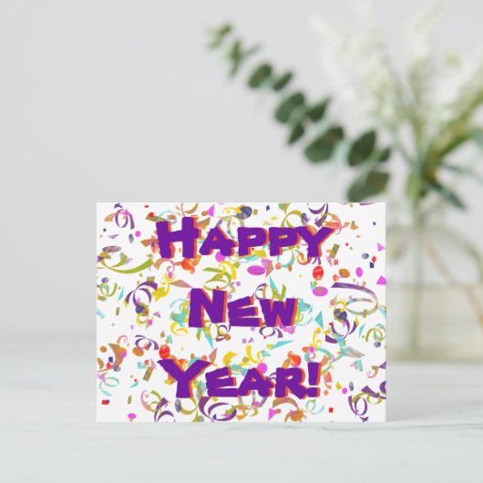 Gelukkig nieuwjaar feestelijke kleurrijke Confetti Briefkaart (Staand voorkant)