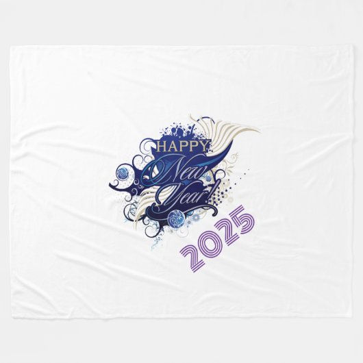 Gelukkig Nieuwjaar Fleece Deken, groot 60 "x 80" Deken (Voorkant (Horizontaal))