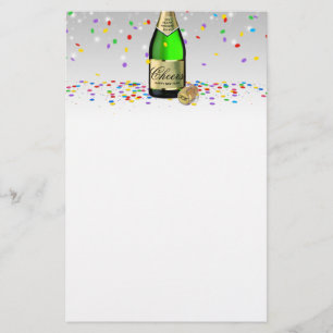 Gelukkig Nieuwjaar Fles Wijn met Vonken 2026 Briefpapier