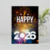 Gelukkig nieuwjaar folie uitnodiging (Staand Voorkant)