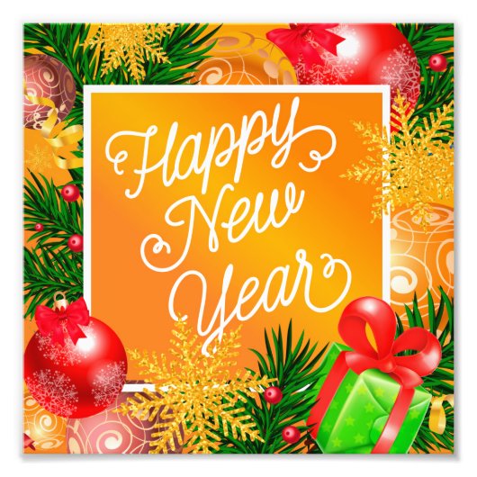 Gelukkig nieuwjaar foto afdruk (Voorkant)