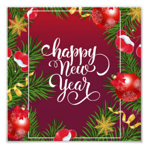 Gelukkig nieuwjaar foto afdruk