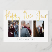 Gelukkig Nieuwjaar Foto Collage Elegant Roze Goud