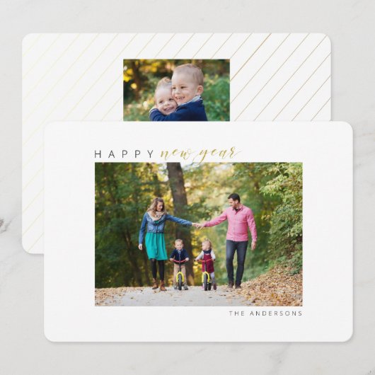 Gelukkig Nieuwjaar Foto Feestdagenkaart (Voorkant / Achterkant)