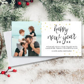 Gelukkig Nieuwjaar Foto Feestelijke Chic Gold Conf Feestdagenkaart