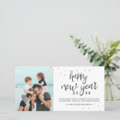 Gelukkig Nieuwjaar Foto Feestelijke Chic Gold Conf Feestdagenkaart (Staand voorkant)