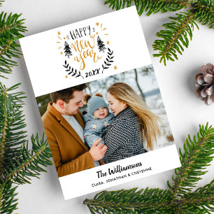 Gelukkig Nieuwjaar Foto Leuk Feestelijke Hand getr Feestdagenkaart