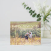 Gelukkig nieuwjaar foto typografie vakantie feestdagenkaart (Staand voorkant)