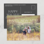 Gelukkig nieuwjaar foto typografie vakantie feestdagenkaart (Voorkant / Achterkant)