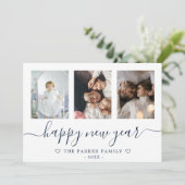 Gelukkig Nieuwjaar Fotocollage Blauwe Kaart (Staand voorkant)