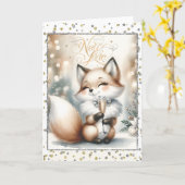 Gelukkig nieuwjaar Fox Kaart (Gele Bloem)