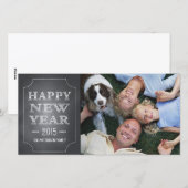Gelukkig Nieuwjaar Fun Black Chalkboard Fotokaart Feestdagenkaart (Voorkant / Achterkant)