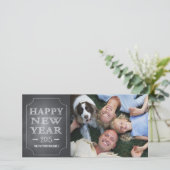 Gelukkig Nieuwjaar Fun Black Chalkboard Fotokaart Feestdagenkaart (Staand voorkant)