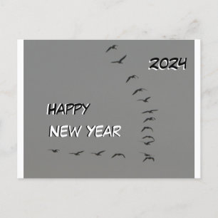 Gelukkig Nieuwjaar Ganzen Cust. Tekst Briefkaart