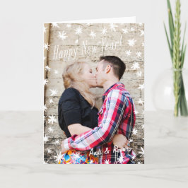 Gelukkig nieuwjaar gekleurde sterren White gevouwe Feestdagen Kaart