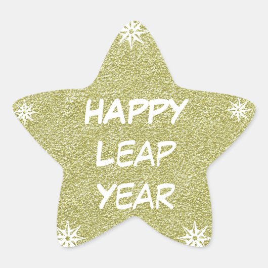 Gelukkig Nieuwjaar, Gelukkig schrikkeljaar Gouden  Ster Sticker (Voorkant)