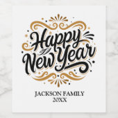 Gelukkig Nieuwjaar gepersonaliseerd Wijn Etiket (Enkel label)