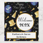 Gelukkig Nieuwjaar gepersonaliseerd wijnlabel Wijn Etiket (Enkel label)