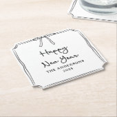 Gelukkig nieuwjaar! Gepersonaliseerde zwart-witte  Kartonnen Onderzetters (Gekanteld)
