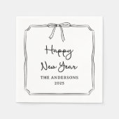 Gelukkig nieuwjaar! Gepersonaliseerde zwart-witte  Servet (Voorkant)