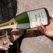Gelukkig nieuwjaar! Gepersonaliseerde zwart-witte  Sparkling Wijnetiket