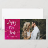 Gelukkig Nieuwjaar Geschilderd Helder Schrift Foto Feestdagenkaart (Voorkant / Achterkant)