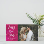 Gelukkig Nieuwjaar Geschilderd Helder Schrift Foto Feestdagenkaart (Staand voorkant)