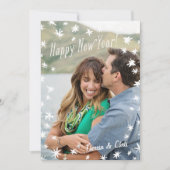 Gelukkig Nieuwjaar Geschilderde Sterren Witte Plat Kaart (Voorkant)