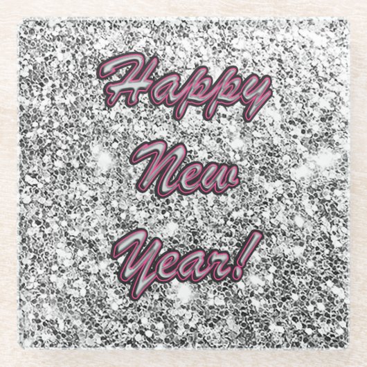 Gelukkig nieuwjaar glazen onderzetter (Voorkant)