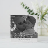 Gelukkig Nieuwjaar Glitter Zilver Foto Kaart (Staand voorkant)