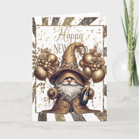 Gelukkig Nieuwjaar Gnome Kaart (Voorkant)