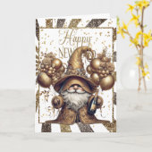 Gelukkig Nieuwjaar Gnome Kaart (Gele Bloem)