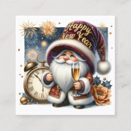 Gelukkig Nieuwjaar Gnome Series Vierkante Visitekaartje