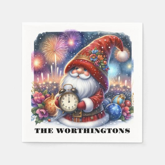 Gelukkig Nieuwjaar Gnome servetten (Voorkant)