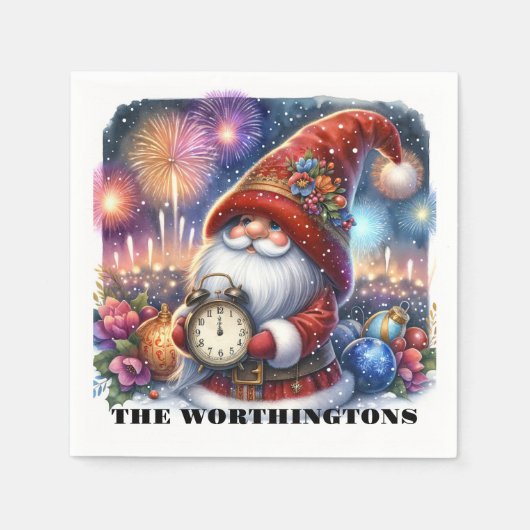 Gelukkig Nieuwjaar Gnome servetten (Voorkant)