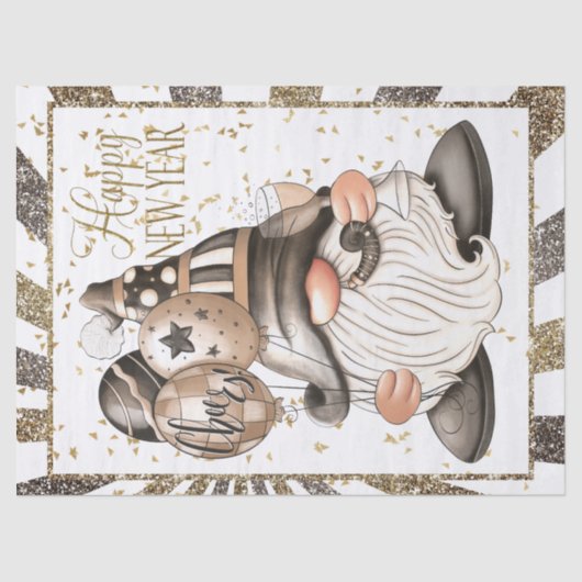 Gelukkig Nieuwjaar Gnome Tissuepapier (Voorkant)