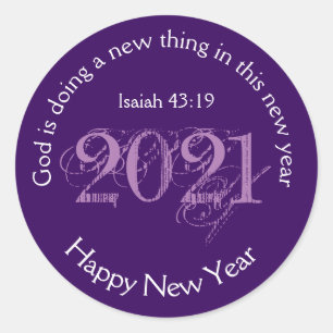 Gelukkig nieuwjaar   GOD DOET NIEUWE DINGEN   2021 Ronde Sticker