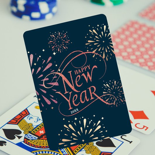 Gelukkig Nieuwjaar Gold Foil Script Pokerkaarten