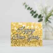 Gelukkig Nieuwjaar Gold Glitter Glam 2024 Party Briefkaart (Staand voorkant)
