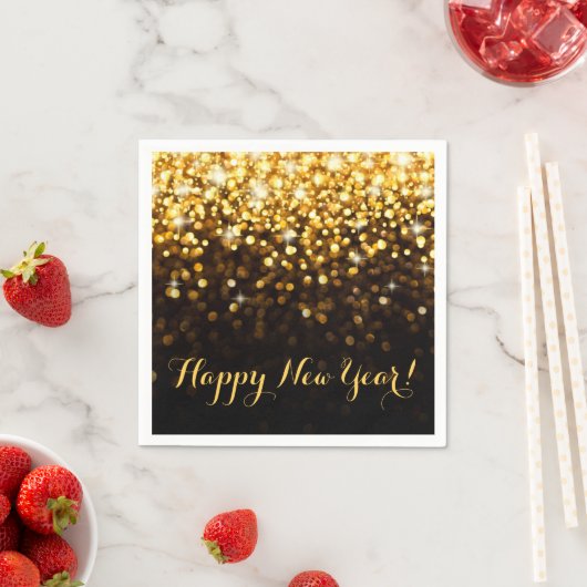 Gelukkig Nieuwjaar Gold Glitter Sparkle New Years Servetten (Insitu)