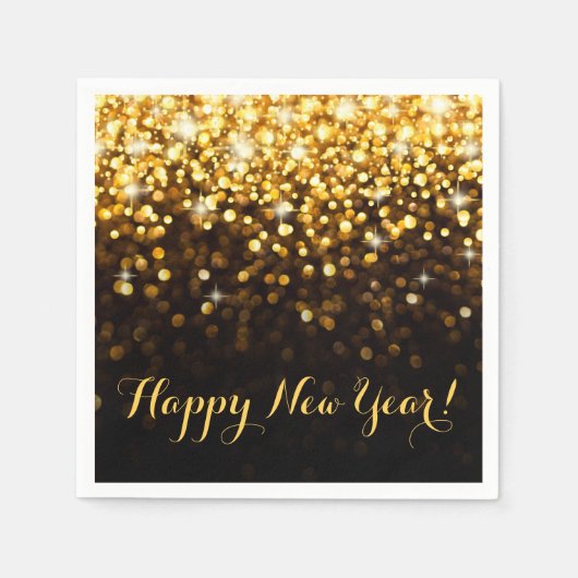 Gelukkig Nieuwjaar Gold Glitter Sparkle New Years  Servetten (Voorkant)