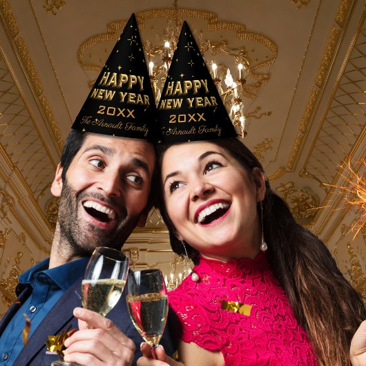 Gelukkig Nieuwjaar Gold Stars & Sparkles Feesthoedjes