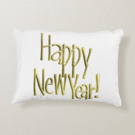 Gelukkig Nieuwjaar - Gold Text (achtergrondkleur t Decoratief Kussen