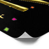 Gelukkig nieuwjaar - Gold Text op zwarte Confetti Poster (Hoek)